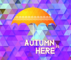 Geometric polygonal with autumn background vector 01