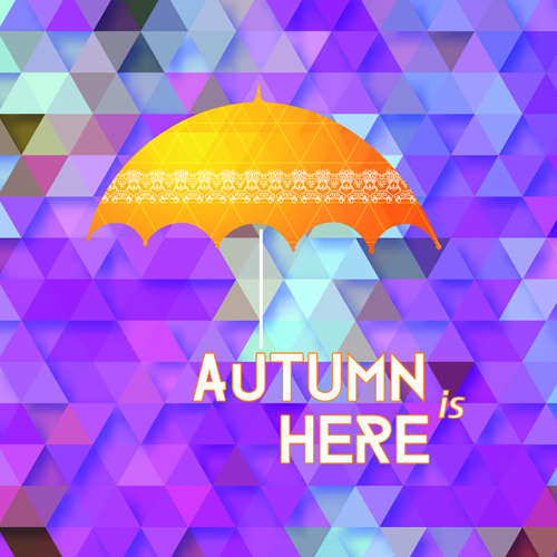 Geometric polygonal with autumn background vector 01