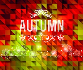 Geometric polygonal with autumn background vector 02