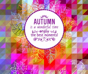 Geometric polygonal with autumn background vector 03