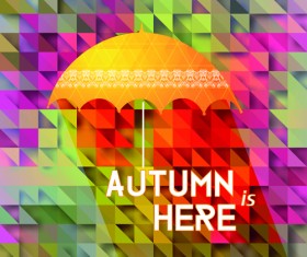 Geometric polygonal with autumn background vector 04