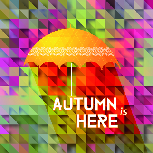Geometric polygonal with autumn background vector 04