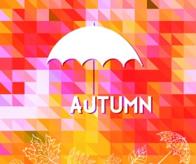 Geometric polygonal with autumn background vector 05