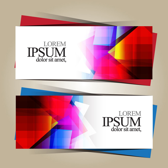 Geometric shapes colored business cards vector