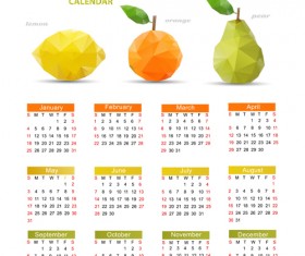 Geometric shapes fruits with 2015 calendar vector 01