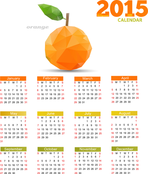 Geometric shapes fruits with 2015 calendar vector 02