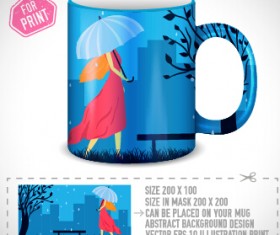 Girl and umbrella on the cup vector