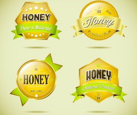 Glass textured honey labels vector