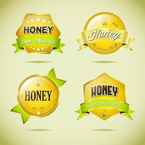 Glass textured honey labels vector