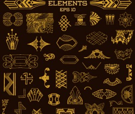 Golden deco elements art vector materoal 01
