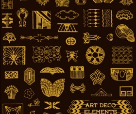 Golden deco elements art vector materoal 02
