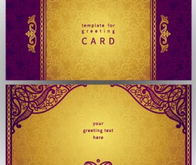 Golden floral pattern greeting cards vector 02