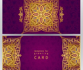 Golden floral pattern greeting cards vector 03
