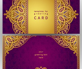 Golden floral pattern greeting cards vector 05