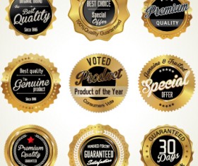 Golden luxury commercial labels with badges vector 02