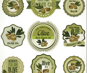 Green style olive oil badges vector 01