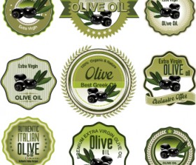 Green style olive oil badges vector 02
