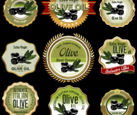 Green style olive oil badges vector 03