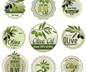 Green style olive oil badges vector 04