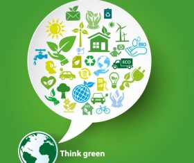 Green world with eco elements vector material