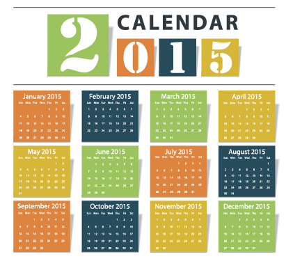 Grid calendar 2015 vector design 02