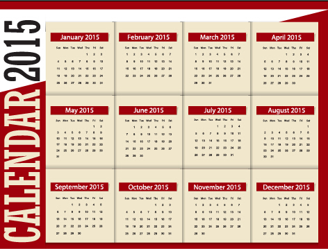 Grid calendar 2015 vector design 03