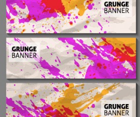 Grunge watercolor banners set vector material 01