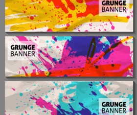Grunge watercolor banners set vector material 02