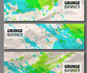 Grunge watercolor banners set vector material 03
