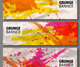 Grunge watercolor banners set vector material 05