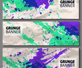 Grunge watercolor banners set vector material 06