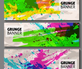 Grunge watercolor banners set vector material 07