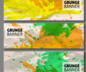 Grunge watercolor banners set vector material 08