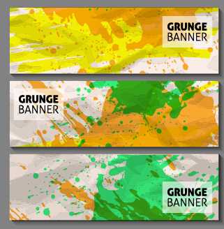 Grunge watercolor banners set vector material 08