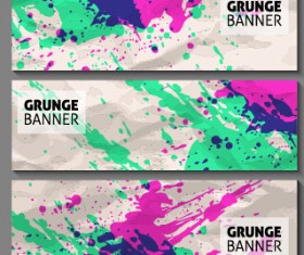 Grunge watercolor banners set vector material 09