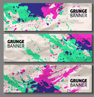 Grunge watercolor banners set vector material 09