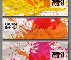 Grunge watercolor banners set vector material 10