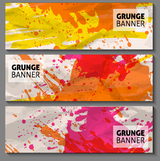 Grunge watercolor banners set vector material 10