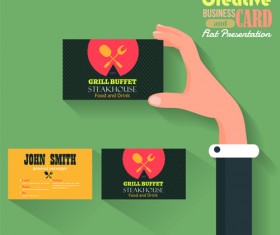 Hand and business cards creative vector