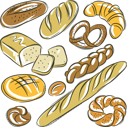 Hand drawing bread vector material