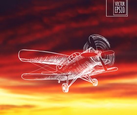 Hand drawn aircraft vector material