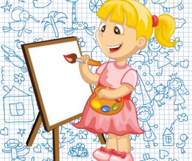 Hand drawn children pattern with school elements vector 03