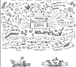 Hand drawn ornaments with labels vector