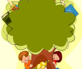 Hand drawn school kids vector background material 02