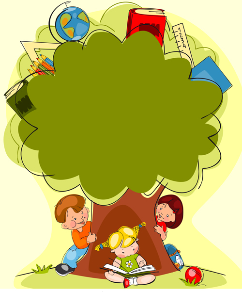Hand drawn school kids vector background material 02