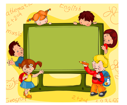 Hand drawn school kids vector background material 03