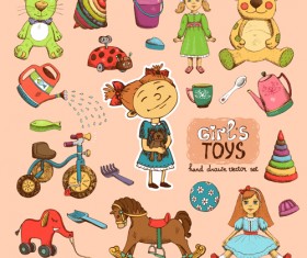 Hand drawn toys elements vector 02