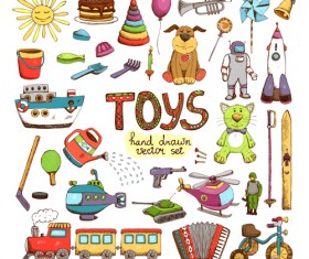 Hand drawn toys elements vector 03