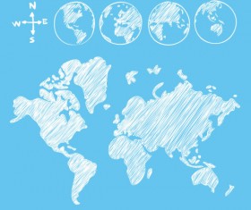 Hand drawn world maps creative vector