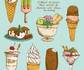 Ice cream retro style icons vector